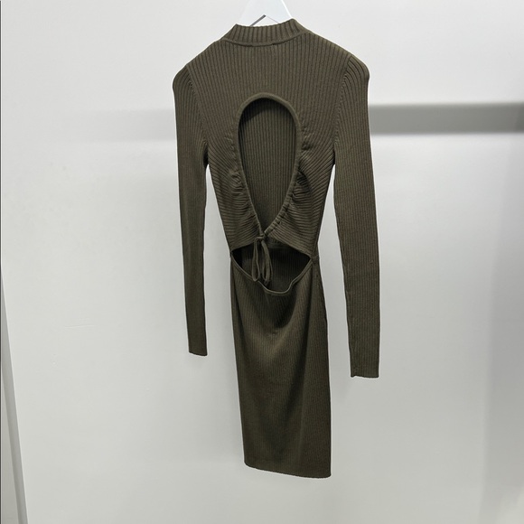 NWT Sandro Olive Ribbed Knit Dress - Picture 7 of 10